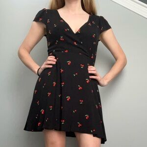 Lulu's Best Day Ever Black Cherry Print Skater Dress